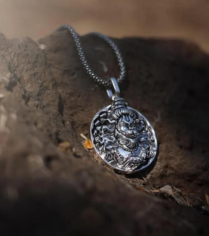 Hanuman Ji Pendant oxidized Silver Chain | Original Shri Mandir Product - 🙏